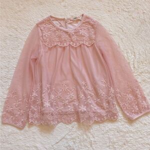 Girls pink lace soft top age 7